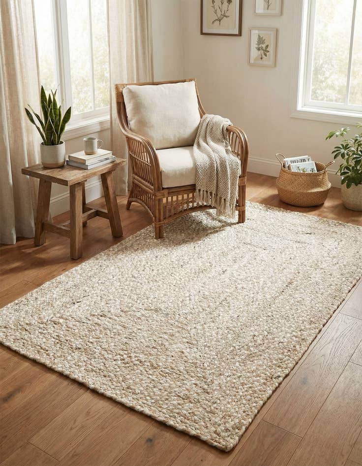 Detail image of 4' 1 x 6' 1  Hand Braided Chindi Rug