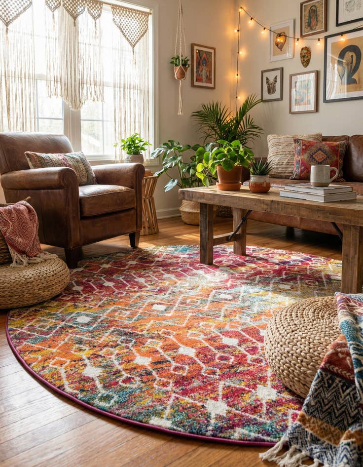 Detail image of  6' x 6' Moroccan Trellis Round Rug