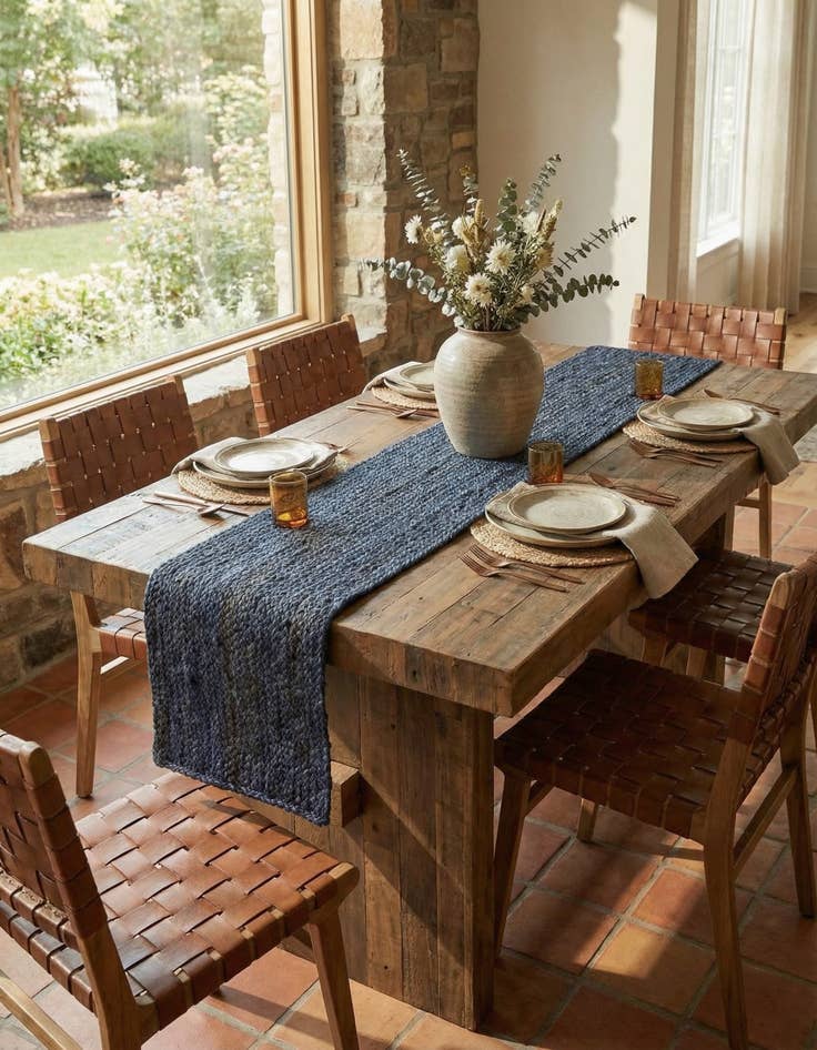 Detail image of 1' 2 x 5' 1  Hand Braided Jute Table Runner Rug
