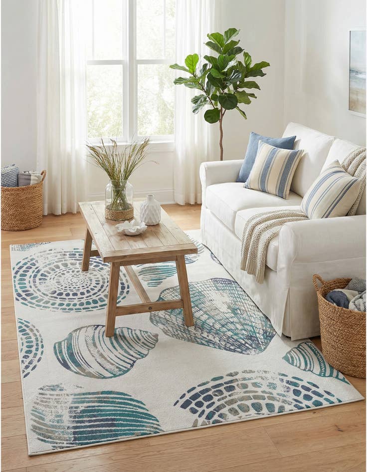 Detail image of 7' 10 x 10'  Washable Coastal Indoor / Outdoor Rug