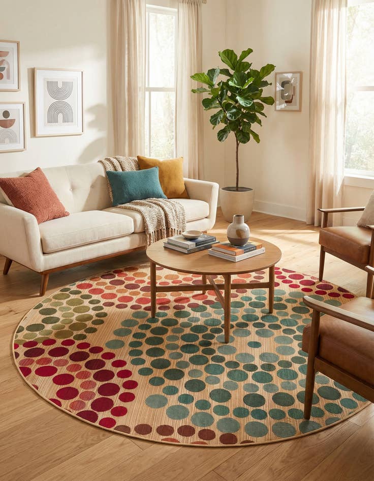 Detail image of 6' x 6' Washable Modern Indoor / Outdoor Round Rug