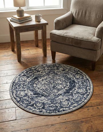 Blue Oxford Round Rug