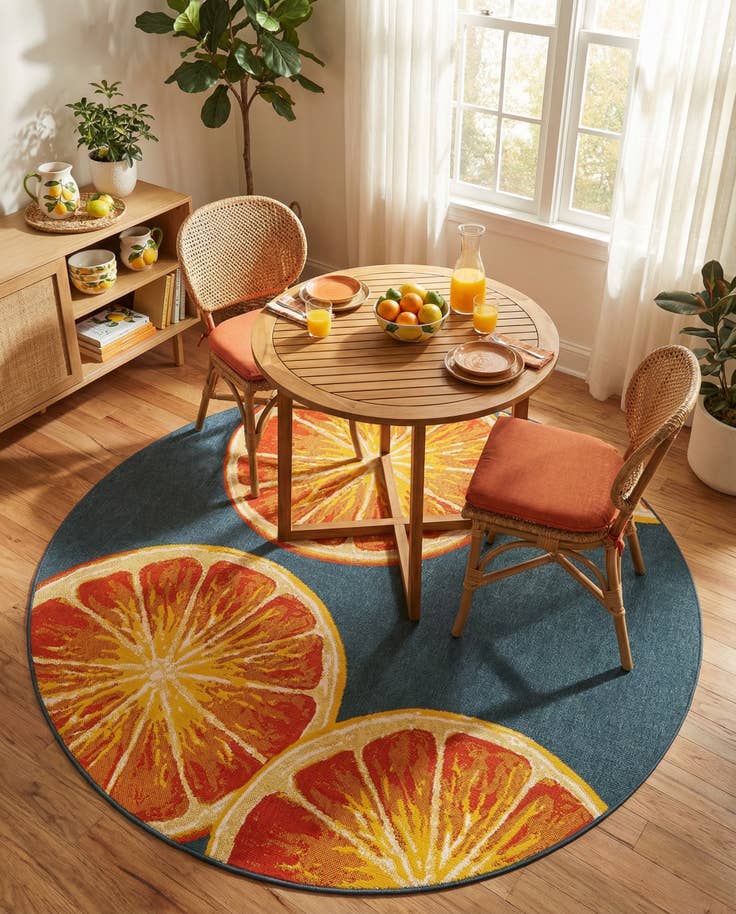Detail image of 7' 10 x 7' 10 Easy-Clean Modern Indoor / Outdoor Round Rug