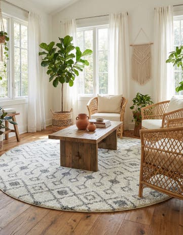 10' x 10' Moroccan Trellis Shag Round Rug