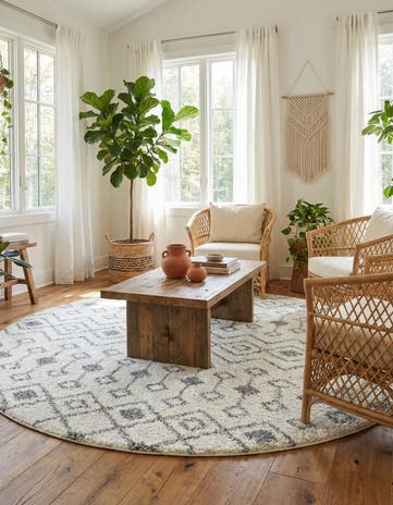 10' x 10' Moroccan Trellis Shag Round Rug
