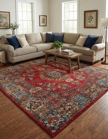 10' x 10' Easy-Clean Traditional Indoor / Outdoor Square Rug