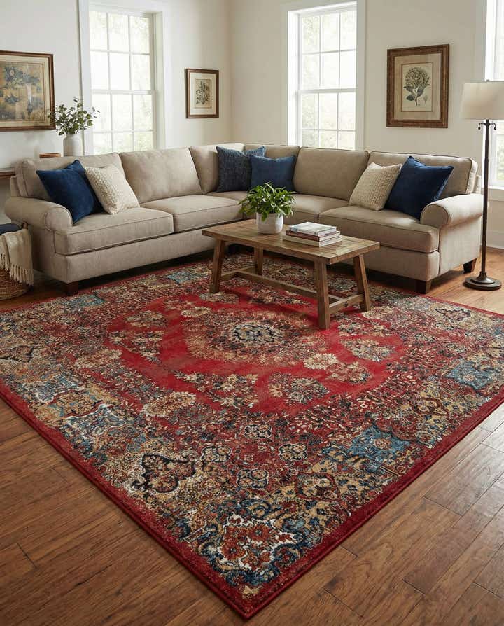 10' x 10' Easy-Clean Traditional Indoor / Outdoor Square Rug