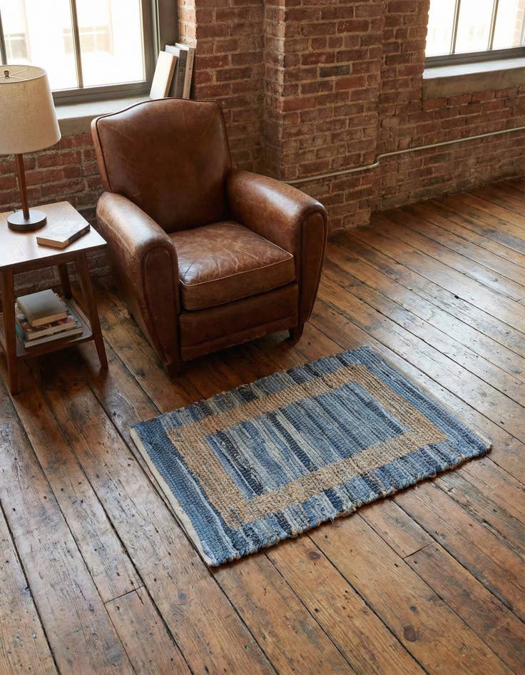 Detail image of 2' x 3' 1  Hand Woven Chindi Jute Rug