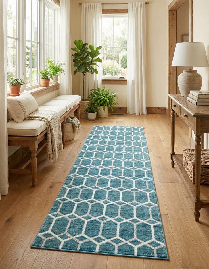 Detail image of  3' x 10' Lattice Trellis Runner Rug