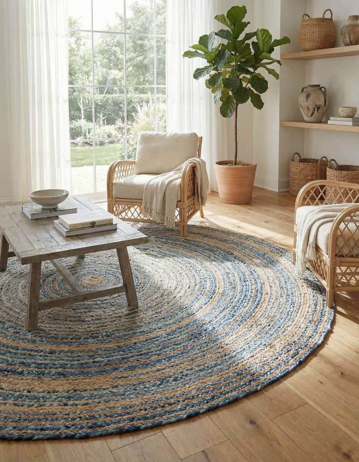 Detail image of 8' x 8' Handmade Braided Chindi Round Rug