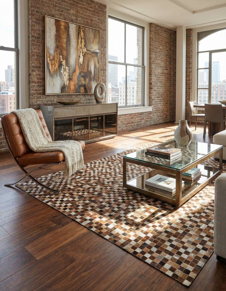 Detail image of 5' 9 x 8' Cowhide Stocks Rug