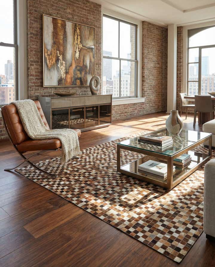 5' 9 x 8' Cowhide Stocks Rug