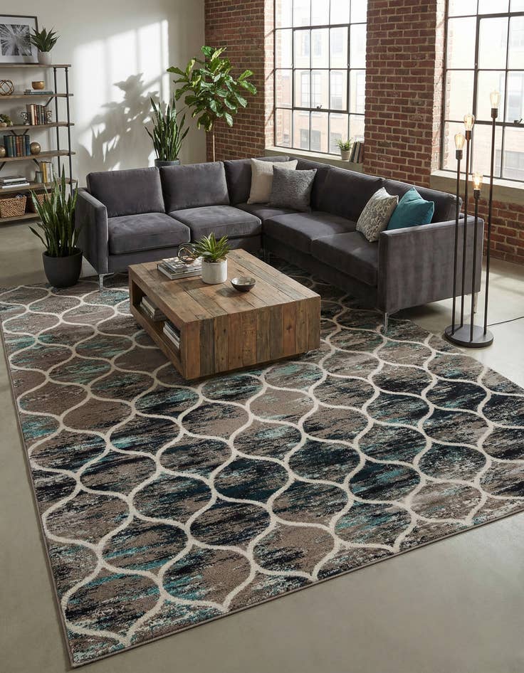 Detail image of 10' x 13' Lattice Frieze Rug