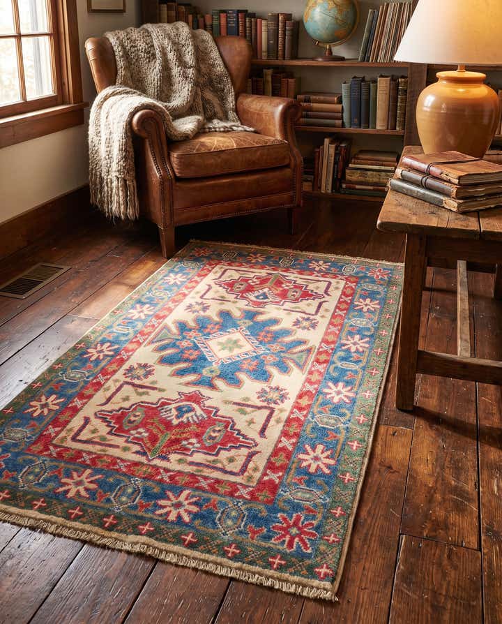 2' 7 x 4' Hand Knotted Kazak Rug