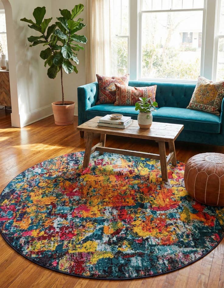 Detail image of 6' x 6' Washable Hyacinth Round Rug