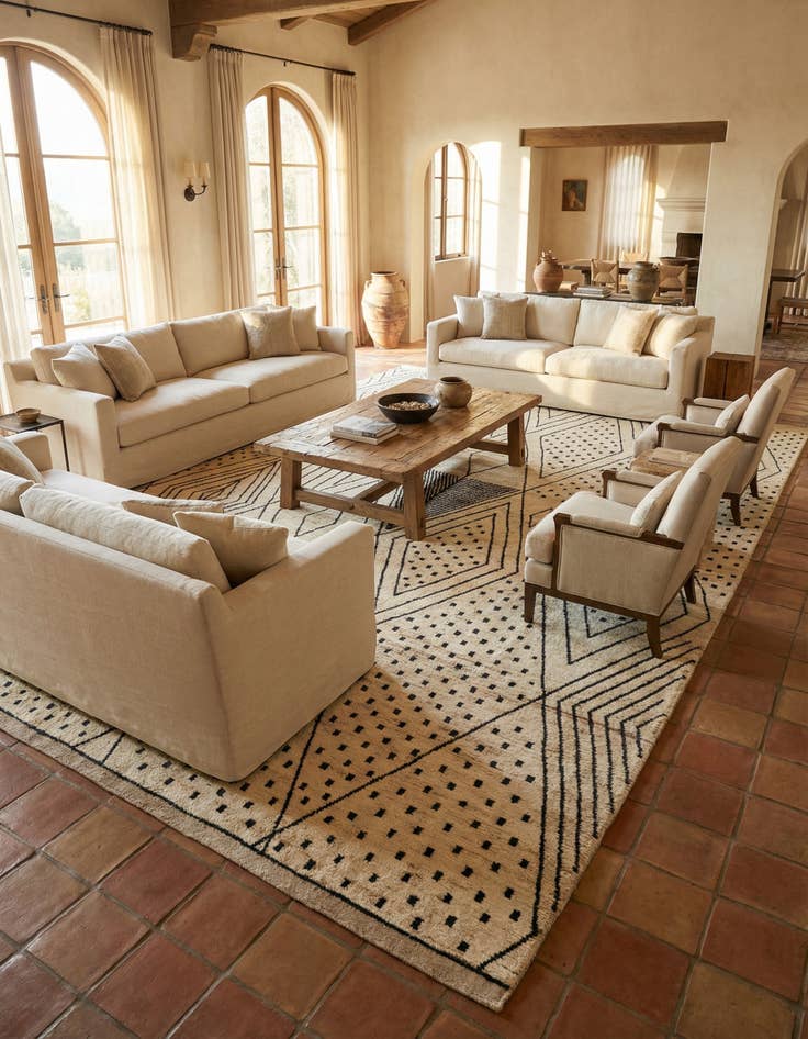 Detail image of 12' 4 x 17' 6 Hand Knotted Moroccan Wool Rug