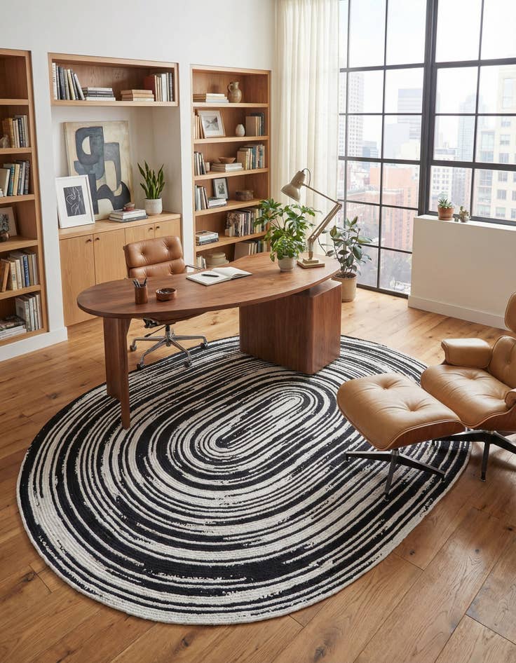 Detail image of 8' x 10' Handmade Braided Chindi Oval Rug