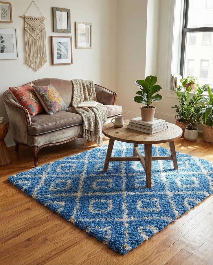 Detail image of 4' 1 x 4' 1 Lattice Shag Square Rug
