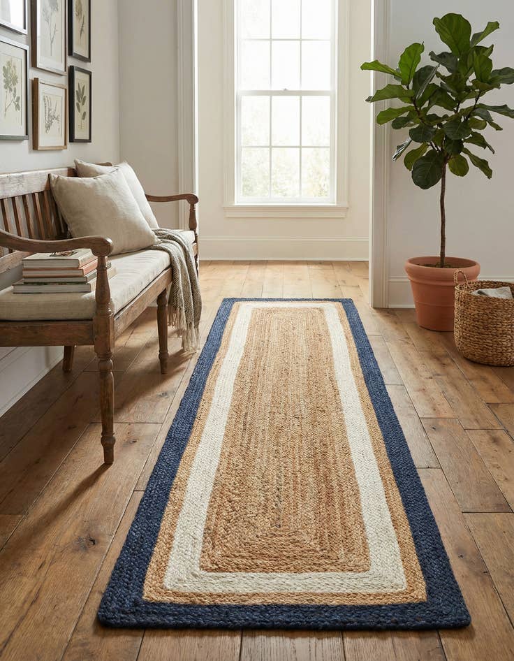 Detail image of 2' x 6' 1  Hand Braided Jute Runner Rug