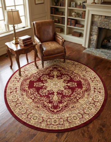 Red Chateau Round Rug