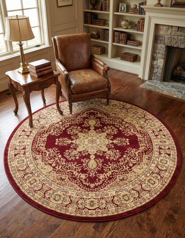 Red Chateau Round Rug