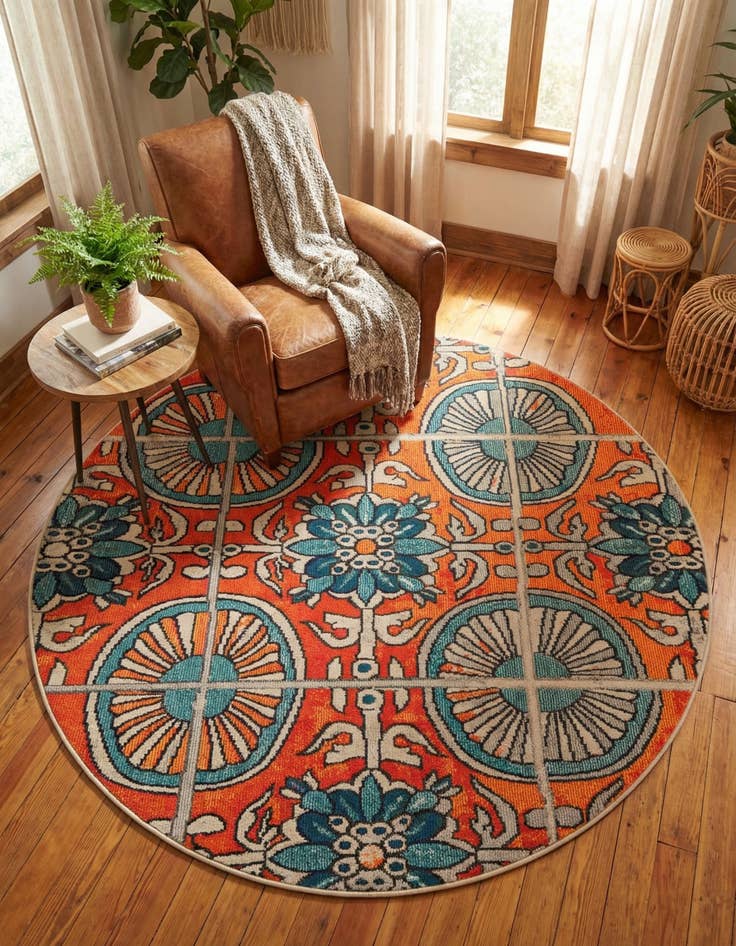 Detail image of 6' x 6' Washable Hyacinth Round Rug