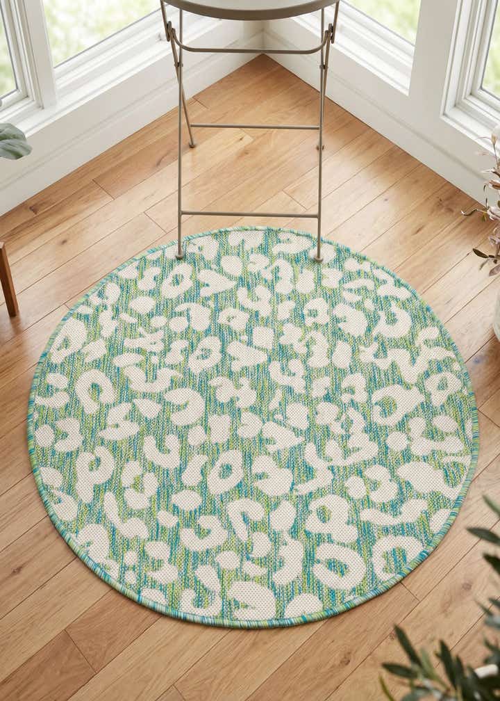 3' x 3' Easy-Clean Safari Indoor / Outdoor Round Rug