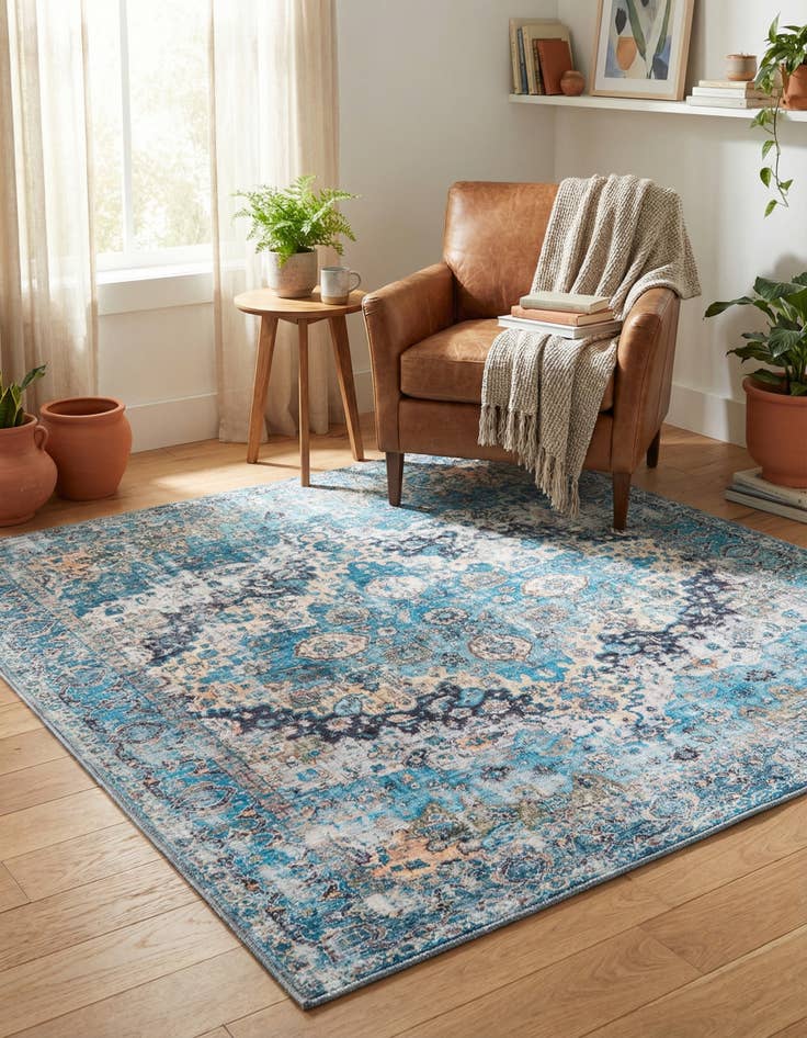 Detail image of 5' 3 x 5' 3  Washable Mangata Square Rug