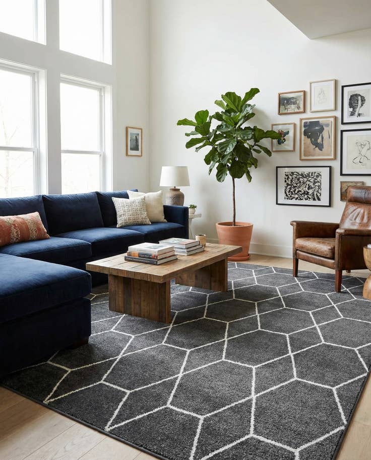 Detail image of 10' x 10' Lattice Frieze Square Rug