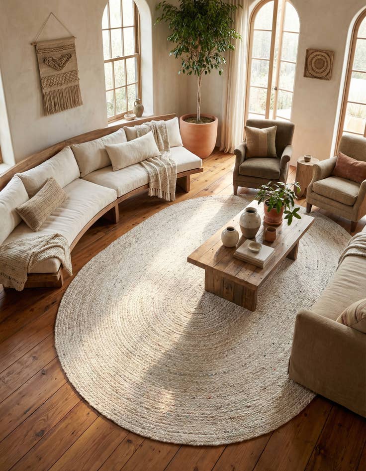 Detail image of 8' x 10' Braided Chindi Oval Rug