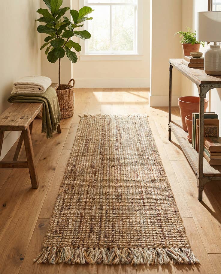 Detail image of 2' x 6' 1 Hand Woven Chunky Jute Runner Rug