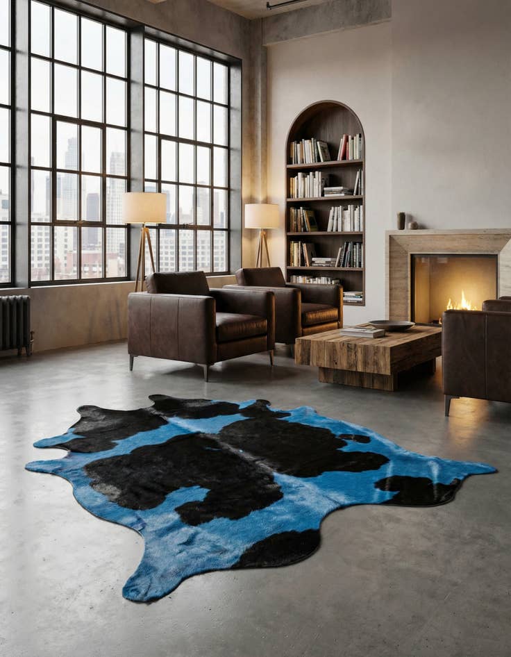 Detail image of 6' x 6' 2 Cowhide Leather Square Rug