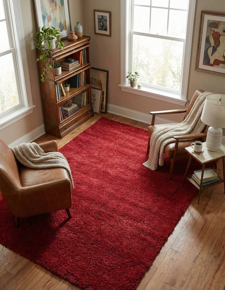 Detail image of 5' 3 x 7' 7 Solid Frieze Rug