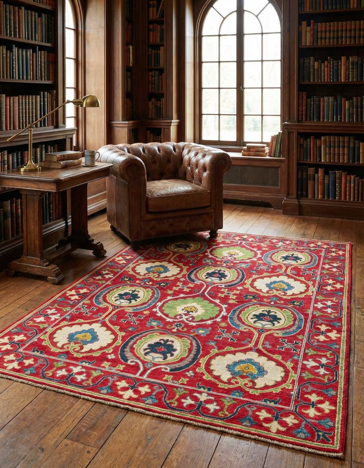 Detail image of 4' 10 x 6' 9 Hand Knotted Kazak Rug