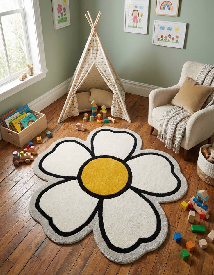 Detail image of 4' 1 x 4' 1 Playtime Kids Wool Freeform Rug