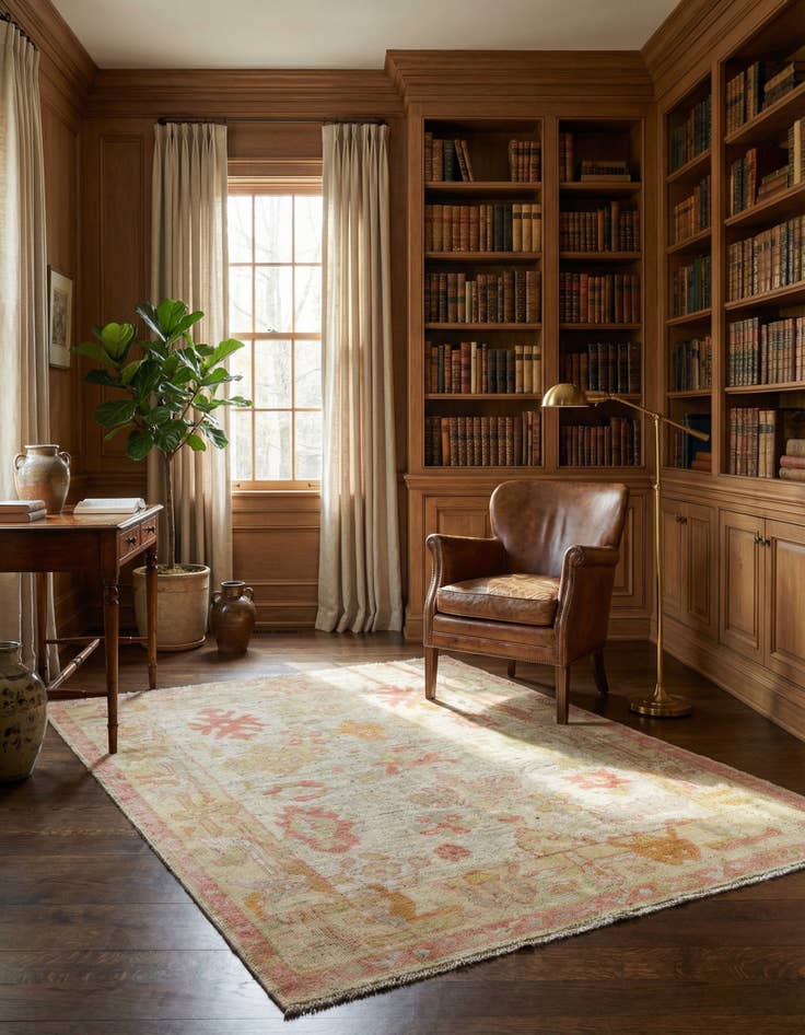 Detail image of 5' 1 x 6' 10 Hand Knotted Oushak Wool Rug