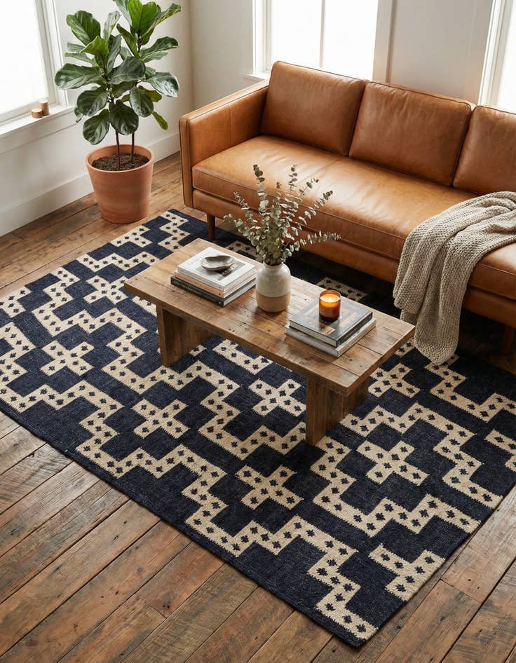 Detail image of  5' 1 x 8'  Hand Woven Kilim Wool Rug