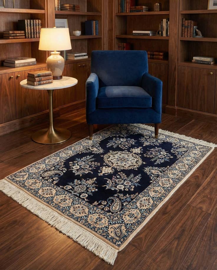 Detail image of 3' 2 x 4' 2 Hand Knotted Nain Rug