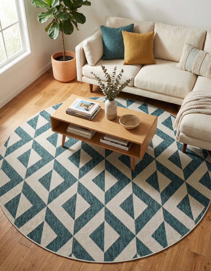 Detail image of 6' 7 x 6' 7 Washable Jill Zarin Napa Indoor / Outdoor Round Rug