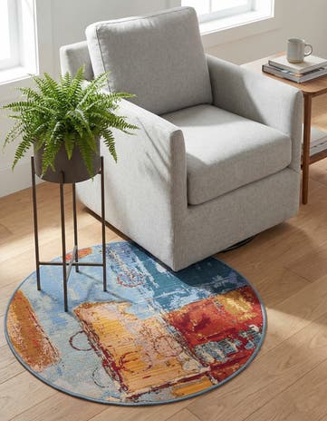 2' 7 x 2' 7 Easy-Clean Modern Indoor / Outdoor Round Rug