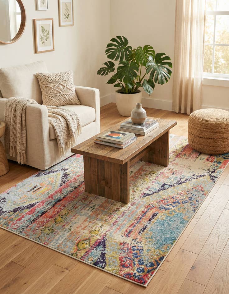 Detail image of 4' x 6'  Washable Santa Fe Rug