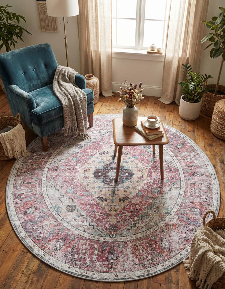 Detail image of 7' 10 x 7' 10  Washable Yara Round Rug