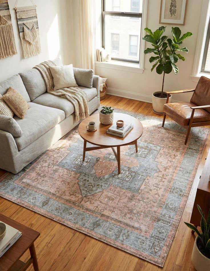 Detail image of 7' 6 x 7' 6 Washable Timeless Square Rug