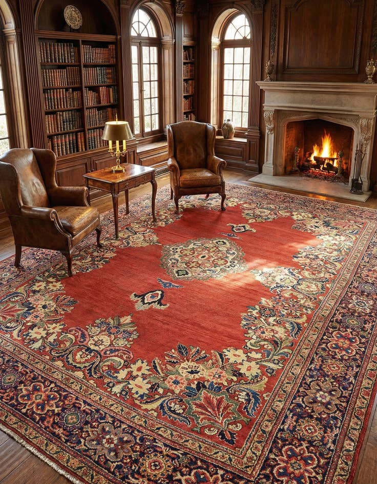 Detail image of 8' 9 x 12' 8 Hand Knotted Farahan Persian Wool Rug