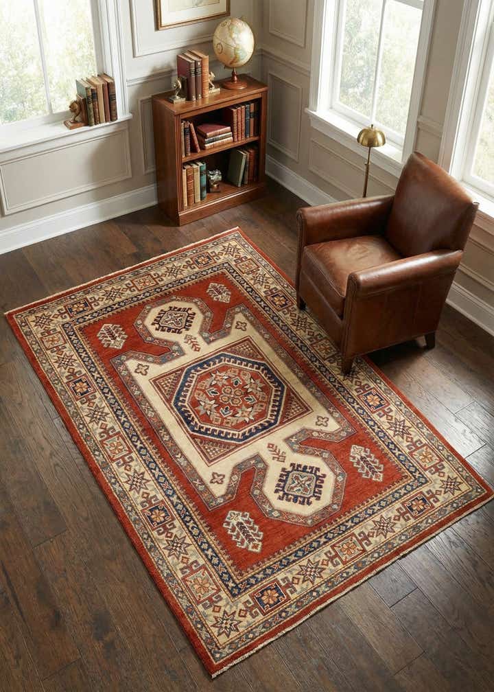 4' 9 x 6' 5 Hand Knotted Kazak Rug
