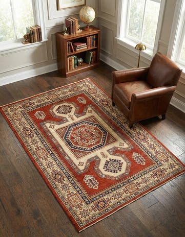 4' 9 x 6' 5 Hand Knotted Kazak Rug