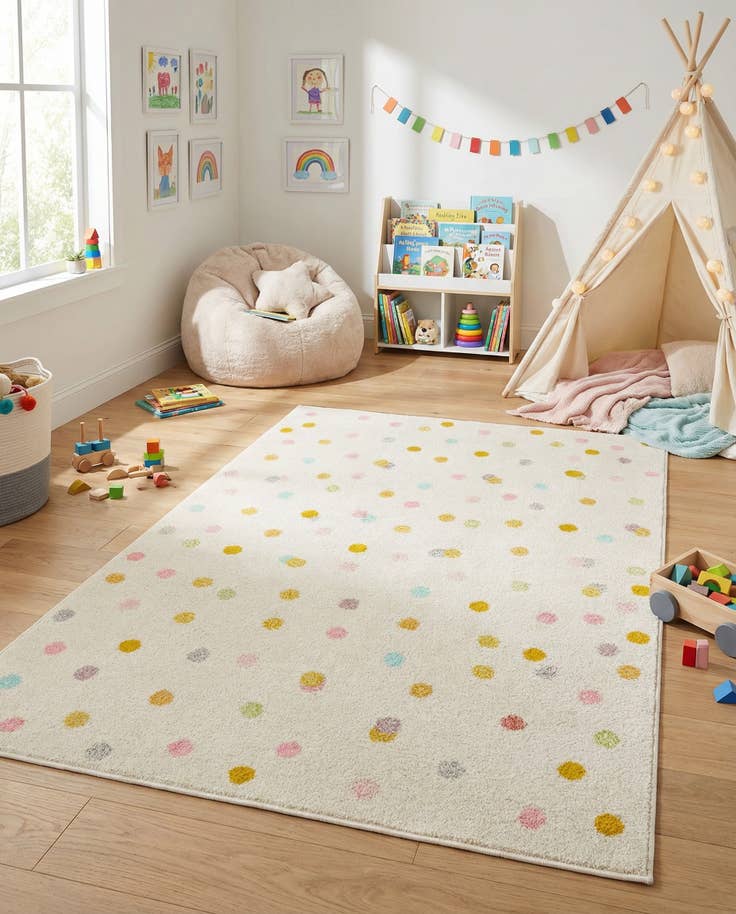 Detail image of 3' 11 x 5' 11 Polka Dot Whimsy Kids Rug