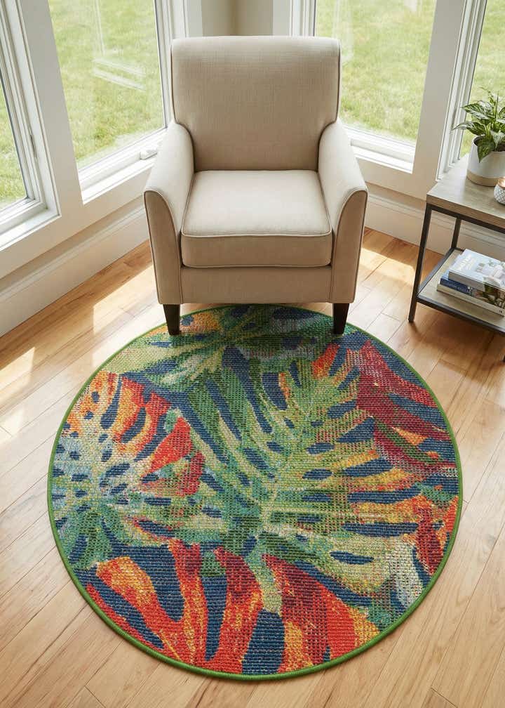 3' 3 x 3' 3 Easy-Clean Baja Indoor / Outdoor Round Rug