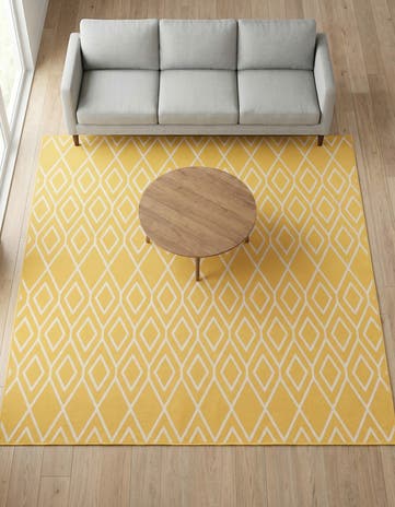 Yellow Ivory Easy-Clean Jill Zarin Turks and Caicos Indoor / Outdoor Square Rug