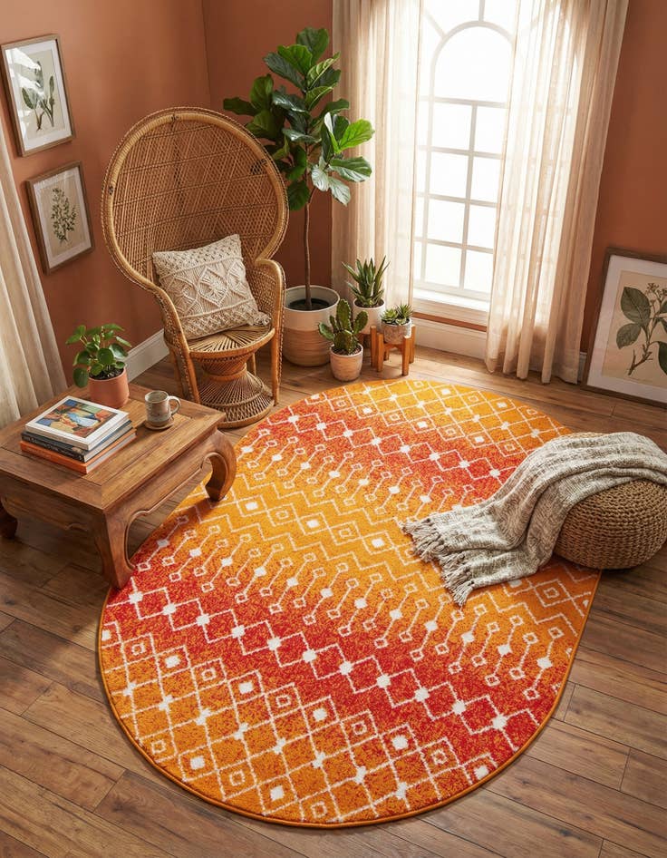 Detail image of 5' 3 x 8' Moroccan Trellis Oval Rug